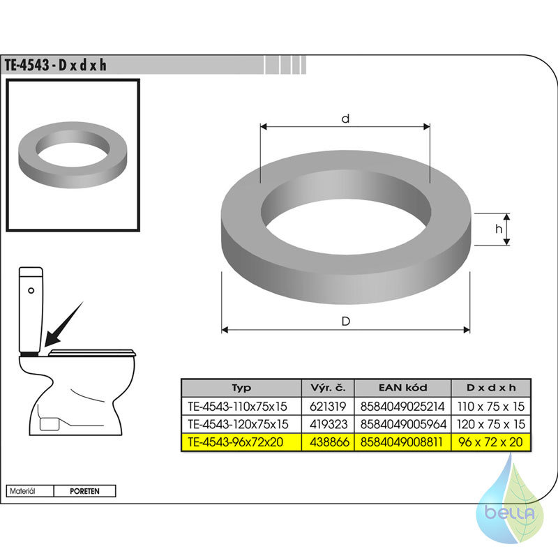 Tesnenie pod WC nádrž TE-4543-96