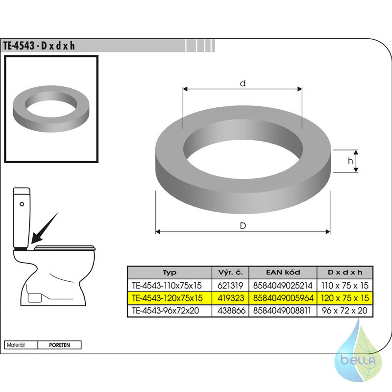 Tesnenie pod WC nádrž TE-4543-120
