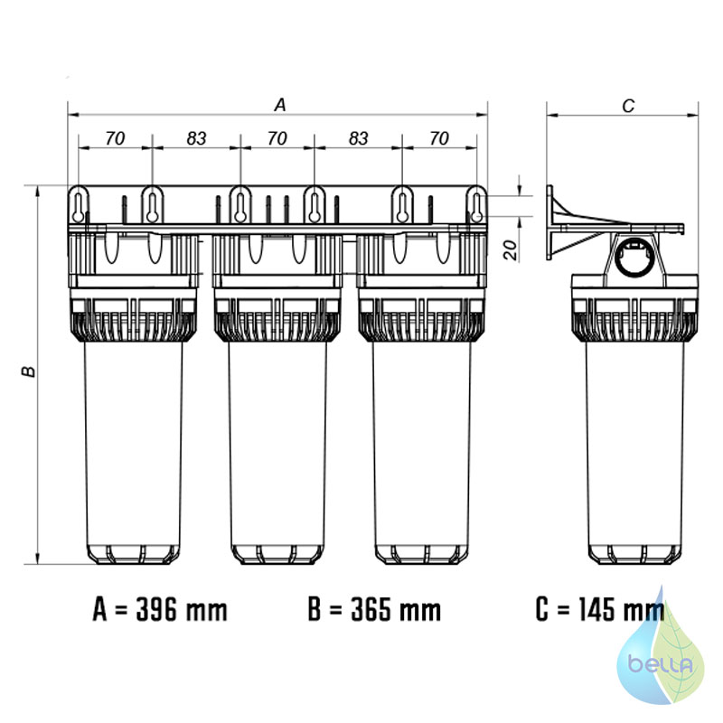 Filter trojitý AQUA FP3 veľký 1" Triplex