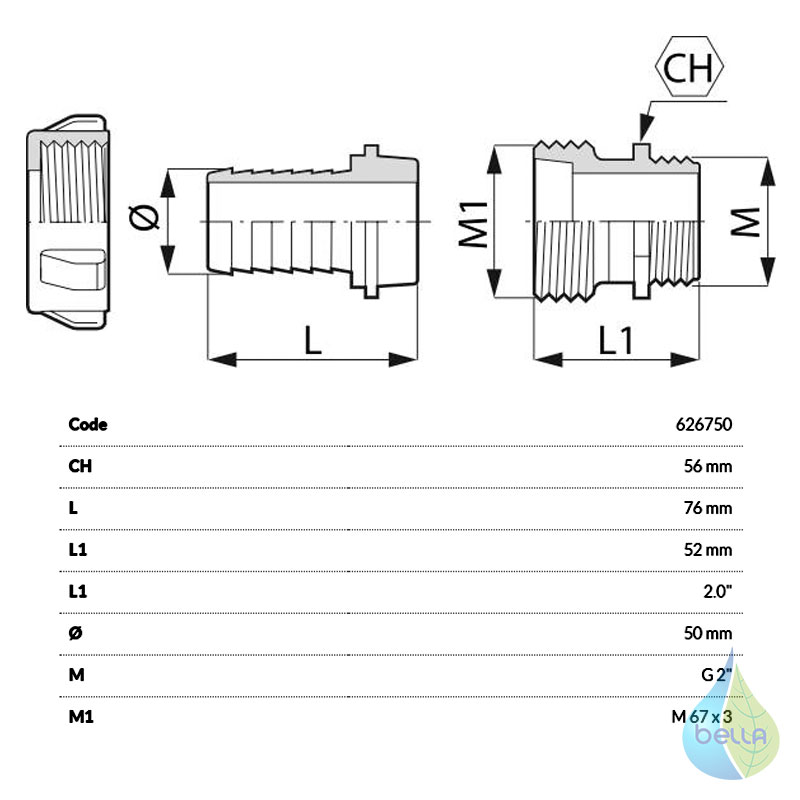 ARAG hadicová prípojka rozoberateľná G2" x 50mm